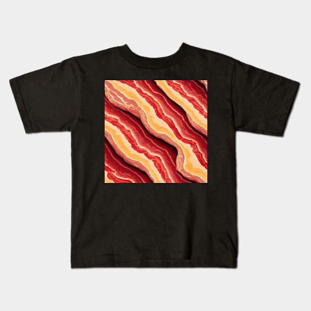 Bacon stripes Kids T-Shirt by BloodRubyz